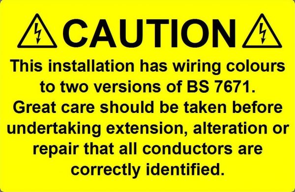 BS7671 Dual Colour Label